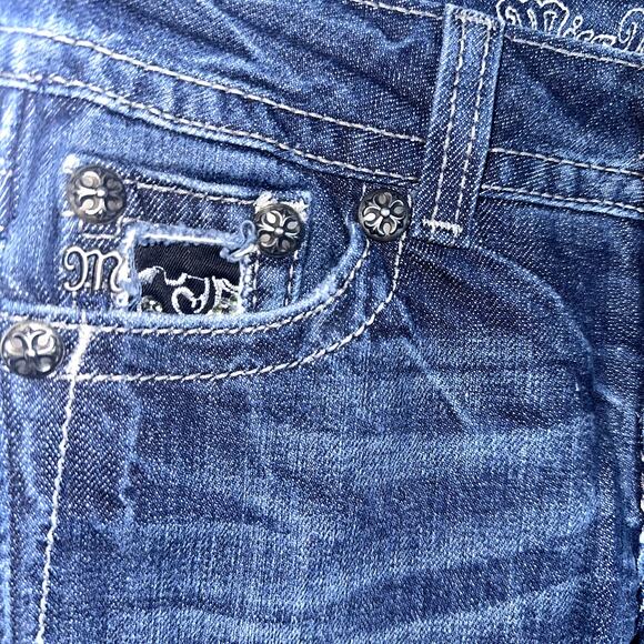 Miss Me Womens Size 25 Embellished Boot Cut JP5002-6R Flap Pocket Denim Jeans - Picture 2 of 9